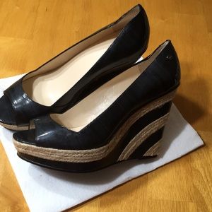 Calvin Klein wedge shoes  Black patent